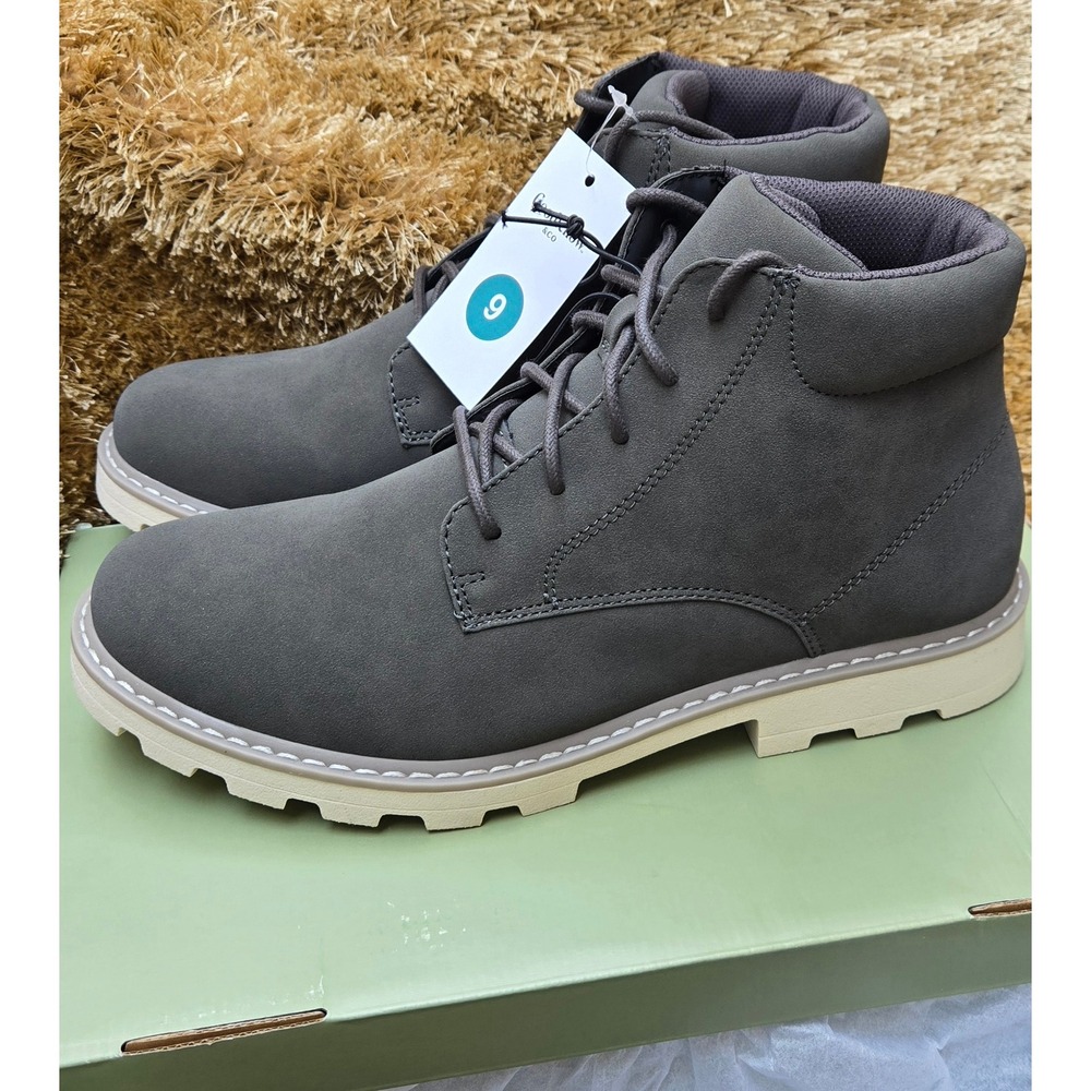 Goodfellow & Co Maynard Mens Charcoal Gray Memory Foam Lace Up Boots Size 9